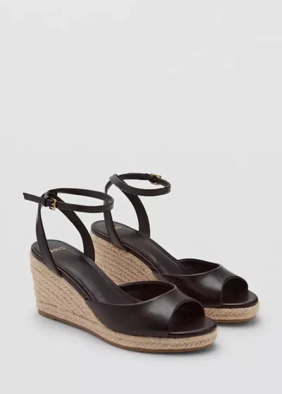 Mango Espadrille Wedge Sandal In Chocolate