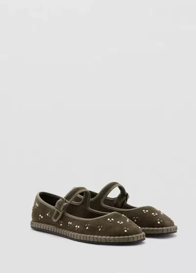 Mango Kids' Espadrilles À Boucle Avec Clous Décoratifs In Kaki