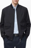 Mango Essentials Water Repellent Bomber Jacket In Blue