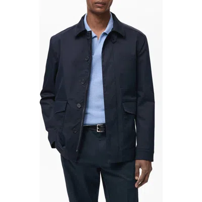 Mango Essentials Water Repellent Cotton Blend Jacket In Night Blue
