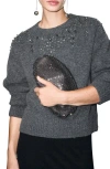 Mango Estrella Embellished Sweater In Gray