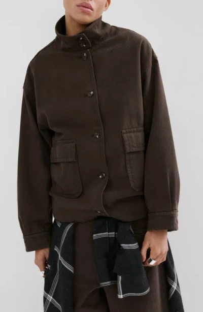 Mango Eugenie Cotton Twill Jacket In Brown