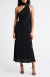 Mango Eva One Shoulder Gown In Black