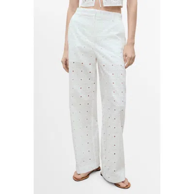 Mango Eyelet Embroidered Straight Fit Cotton Pants