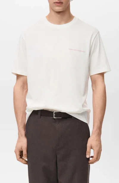 Mango Faded Message Cotton Graphic T-shirt In White