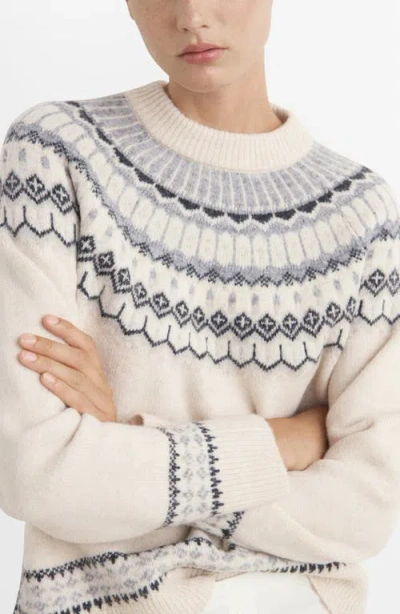 Mango Fair Isle Jacquard Crewneck Sweater In Gray