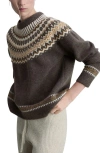 Mango Fair Isle Sweater In Brown