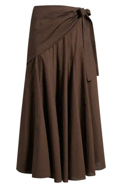 Mango Falda Milos Faux Wrap Cotton Skirt In Brown
