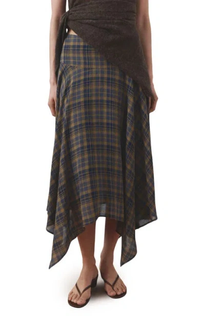 Mango Falda Pika Check Midi Skirt In Brown