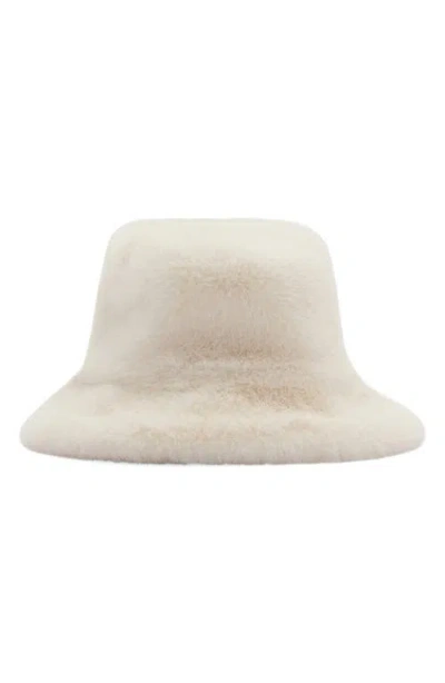 Mango Faux Fur Bucket Hat In Ecru