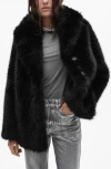 Mango Faux Fur Coat In Black