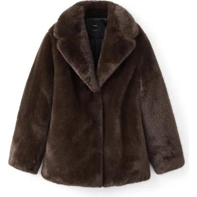 Mango Faux Fur Coat In Brown