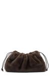 Mango Faux Fur Darwstring Clutch In Brown