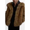 Mango Faux Fur Jacket In Brown