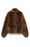 Mango Faux Fur Effect Jacket With Pockets Medium Brown In Brown