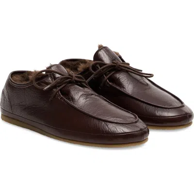 Mango Faux Fur Loafer In Chocolate