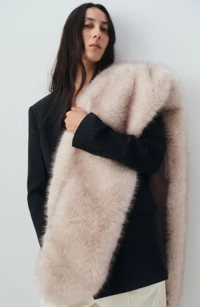 Mango Faux Fur Scarf In Sand