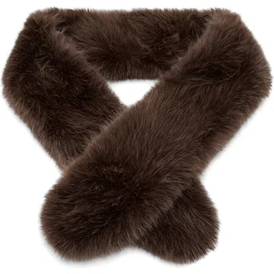 Mango Faux Fur Shawl Scarf In Brown