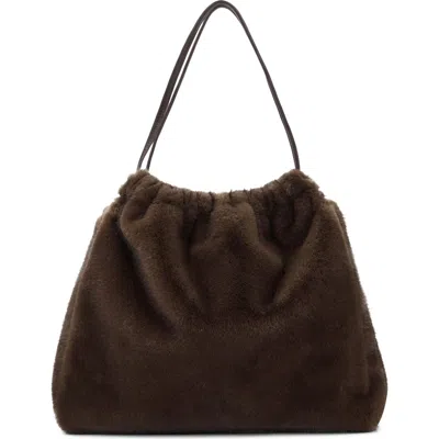 Mango Faux Fur Shoulder Bag In Brown