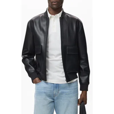 MANGO MANGO FAUX LEATHER BOMBER JACKET