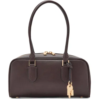 Mango Faux Leather Bowling Bag In Purple