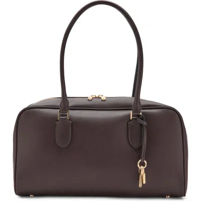 Mango Faux Leather Bowling Bag In Black