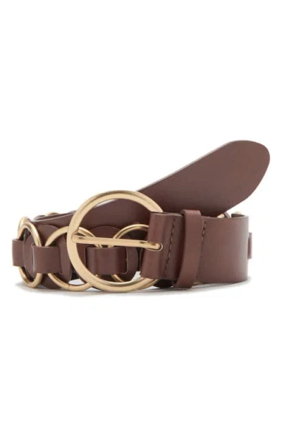 Mango Faux Leather Chain Belt In Brown