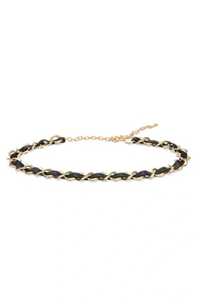 Mango Faux Leather Chain Belt In Gold