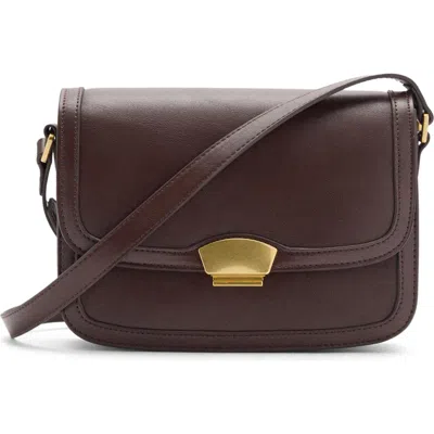 Mango Faux Leather Crossbody Bag In Chocolate