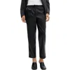 Mango Leather-effect Elastic Waist Trousers Black