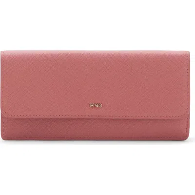 Mango Safiano-effect Wallet With Flap In Pink