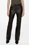 Mango Faux Leather Flare Leg Pants In Chocolate
