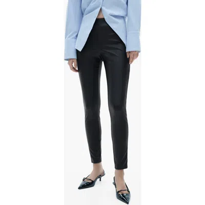 Mango Faux Leather Leggings In Black
