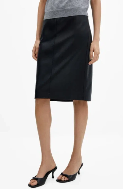 Mango Faux Leather Pencil Skirt In Black