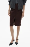 Mango Faux Leather Pencil Skirt In Wine