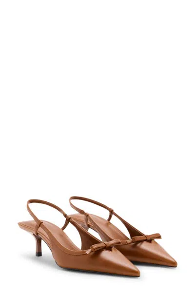 Mango Faux Leather Pointed Toe Slingback Pump In Cognac