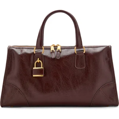 Mango Faux Leather Satchel In Brown