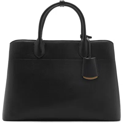 Mango Faux Leather Shopper Bag In Black