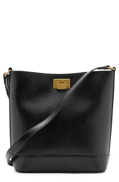 Mango Faux Leather Shopper Bag In Black