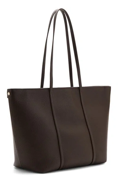 Mango Faux Leather Shopper Bag In Chocolate