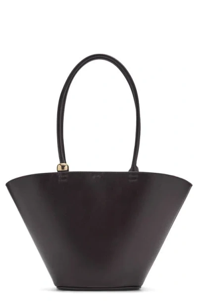 Mango Faux Leather Shopper Bag In Dark Chocolate
