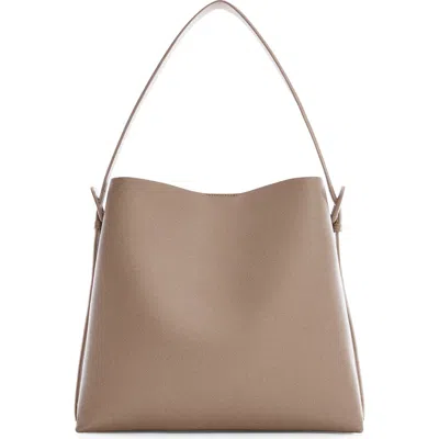 Mango Faux Leather Shopper Bag With Buckle Detail In Brown