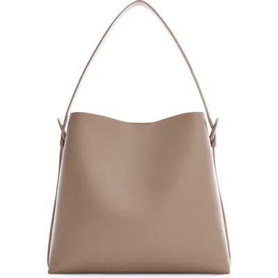 Mango Faux Leather Shopper Bag With Buckle Detail In Light/pastel Brown