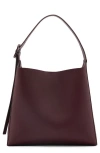 Mango Faux Leather Shopper In Burgundy