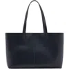 Mango Faux Leather Shopper In Dark Navy