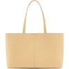 Mango Faux Leather Shopper In Pastel Yellow