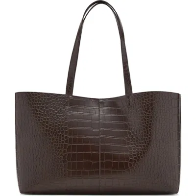 Mango Faux Leather Shopper Tote In Brown