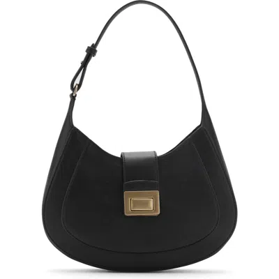 Mango Faux Leather Shoulder Bag In Black