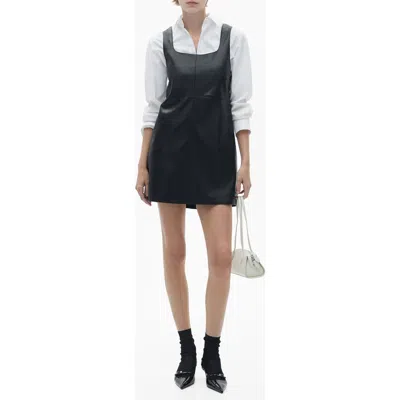Mango Faux Leather Sleeveless Minidress In Black