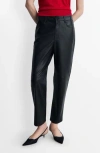 Mango Faux Leather Straight Leg Pants In Black